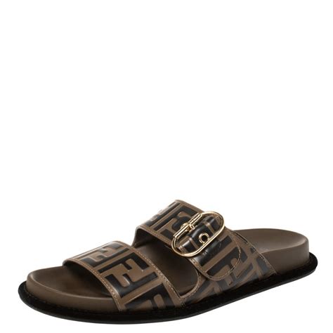 fendi brown slides|Fendi slides with buckle.